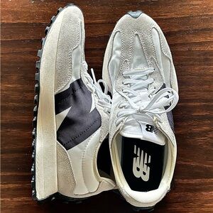 New Balance 327 Two-Tone Retro Runner Sneakers - White, Black, Cream